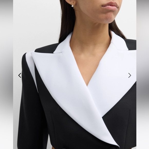 LaQuan Smith | Double Breasted Cropped Blazer With Contrast Detail in Black XS - Picture 5 of 12